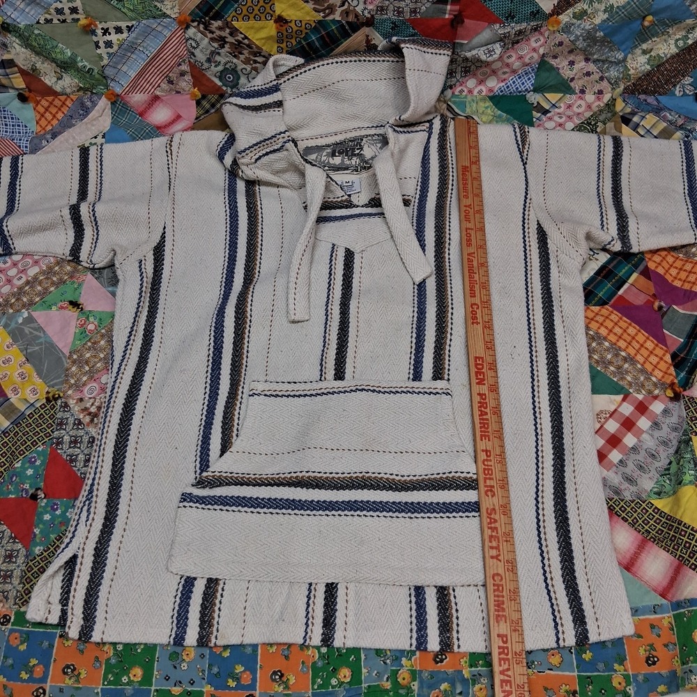 Original Senor Lopez Baja Hoodie Size Medium Striped Mexican Jerga Style - Picture 6 of 10